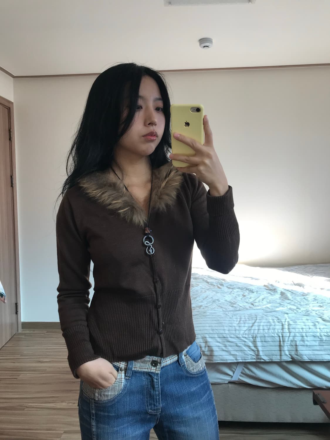 브라운 퍼 가디건 상품이미지2