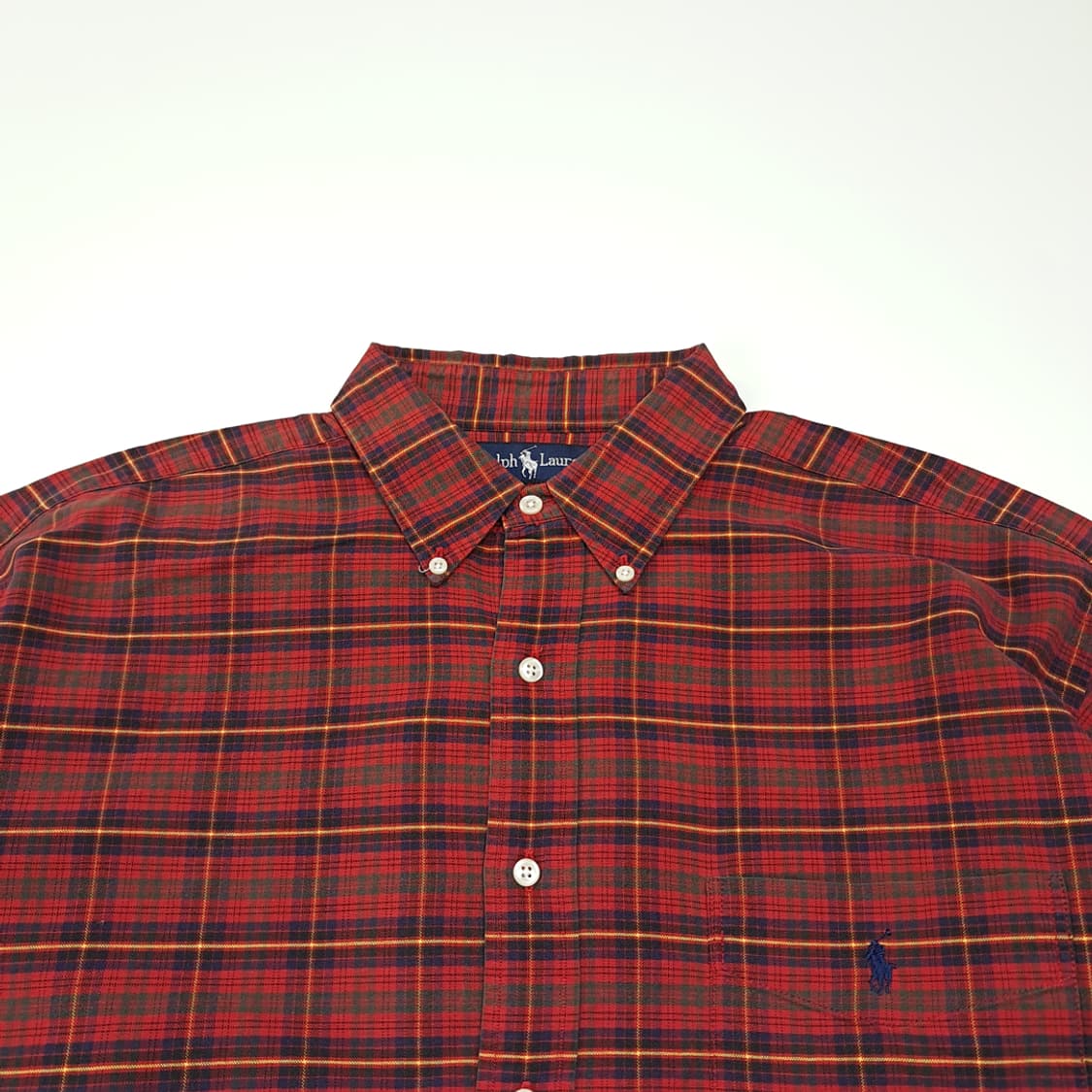 CL612 L 폴로 90s 말레이시아판 빅옥스포드 클래식 타탄체크 레드 상품이미지2