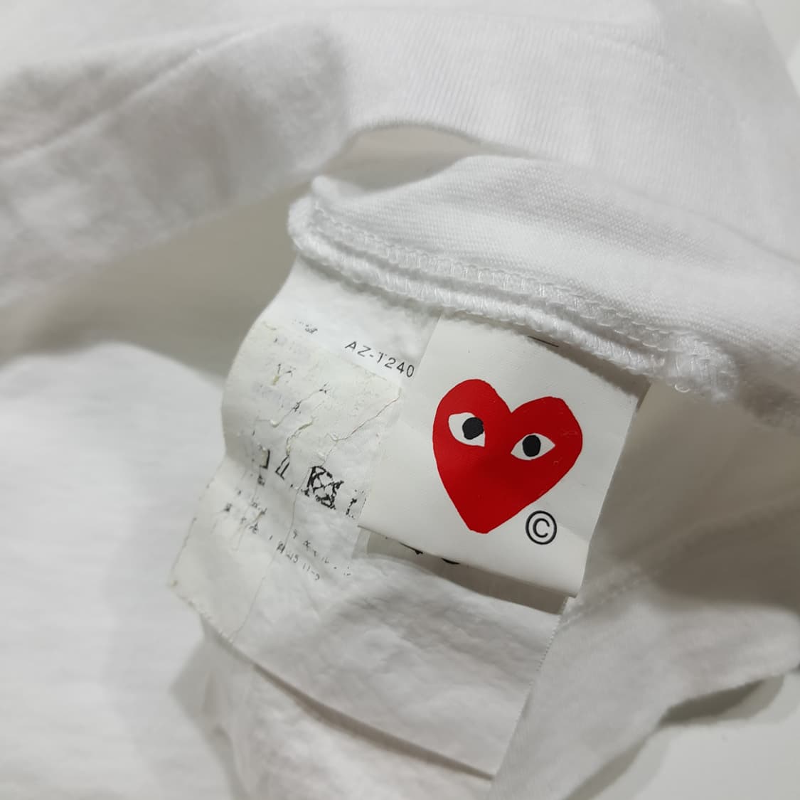 CK079 XL 꼼데가르송플레이 일본판 멀티하트도트 화이트 반팔 티셔츠 상품이미지5