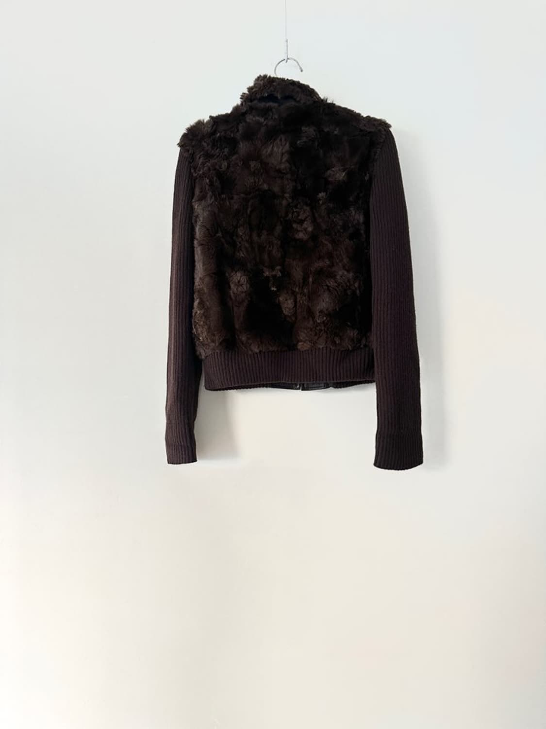 SHESMISS fur mix leather jacket / brown 상품이미지3