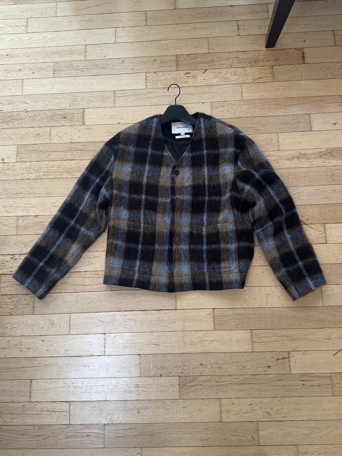 토니웩 체크드 울 모헤어 블루종 상품이미지3