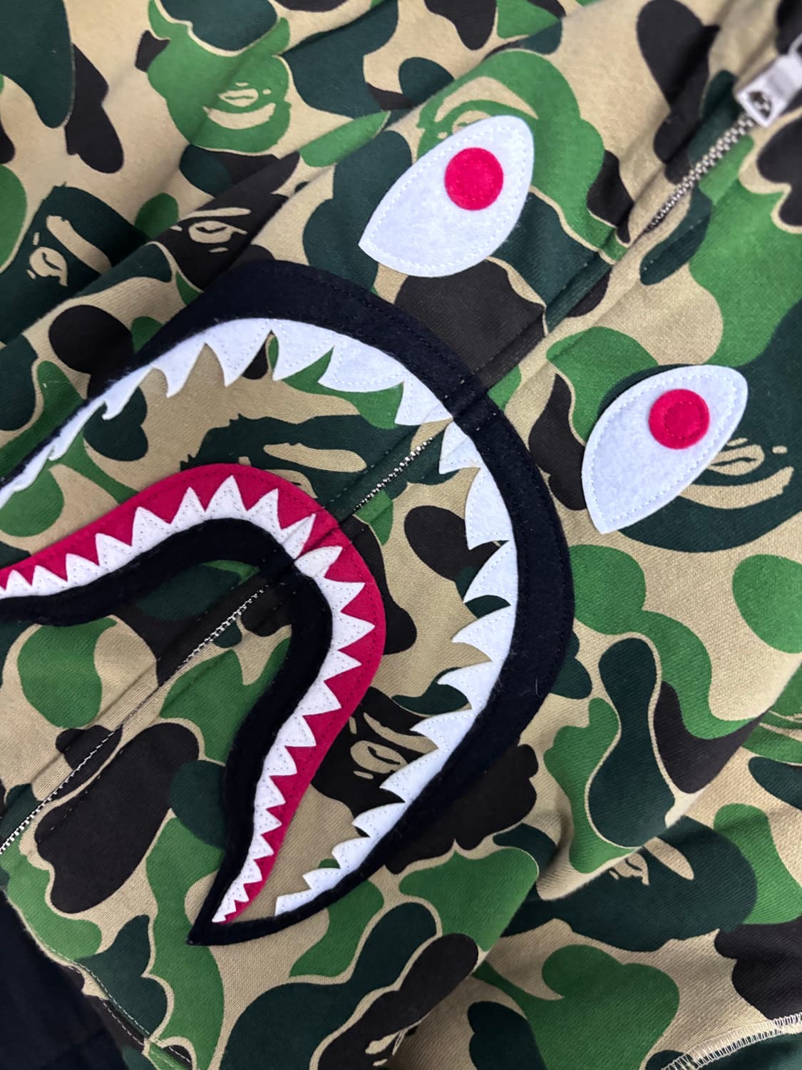 베이프 PONR ABC 카모 샤크 풀 집 후드집업 아미 그린 녹계 L 상품이미지7