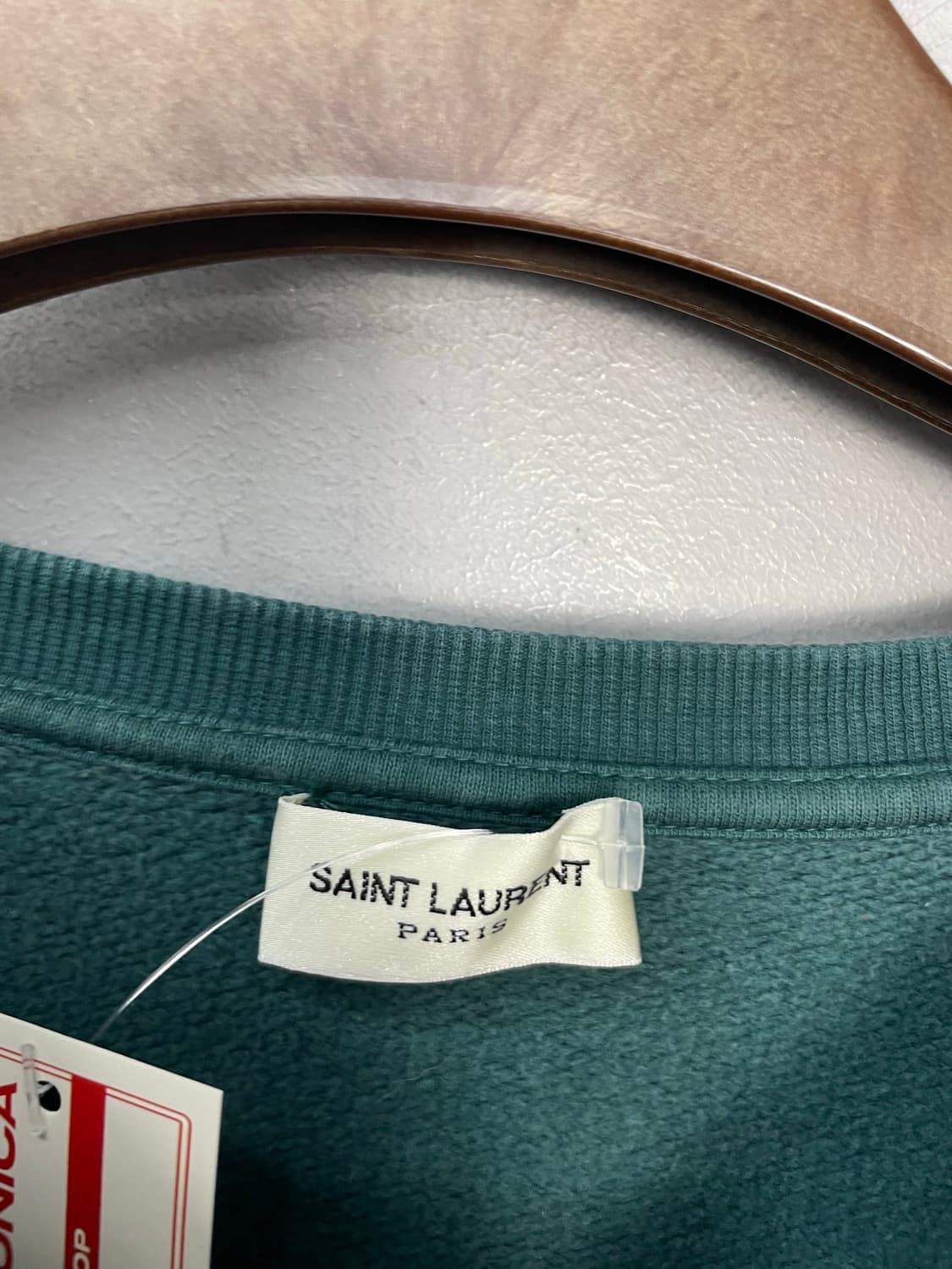 생로랑 로고 프린팅 그린 맨투맨 상품이미지5