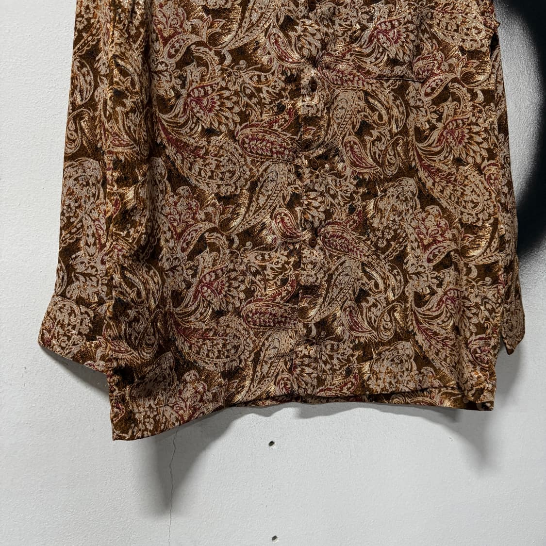 VTG 빈티지 오리엔탈 에스닉 페이즐리 풀 패턴 원포켓 긴팔 셔츠 상품이미지4