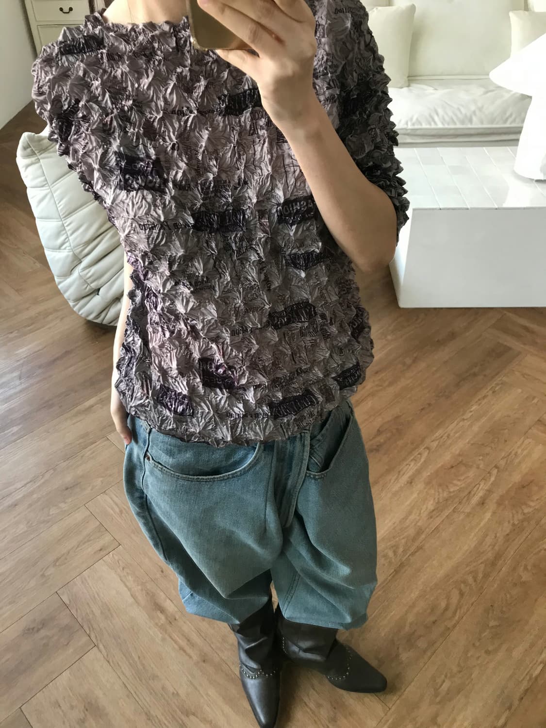 vintage pattern popcorn top 상품이미지1