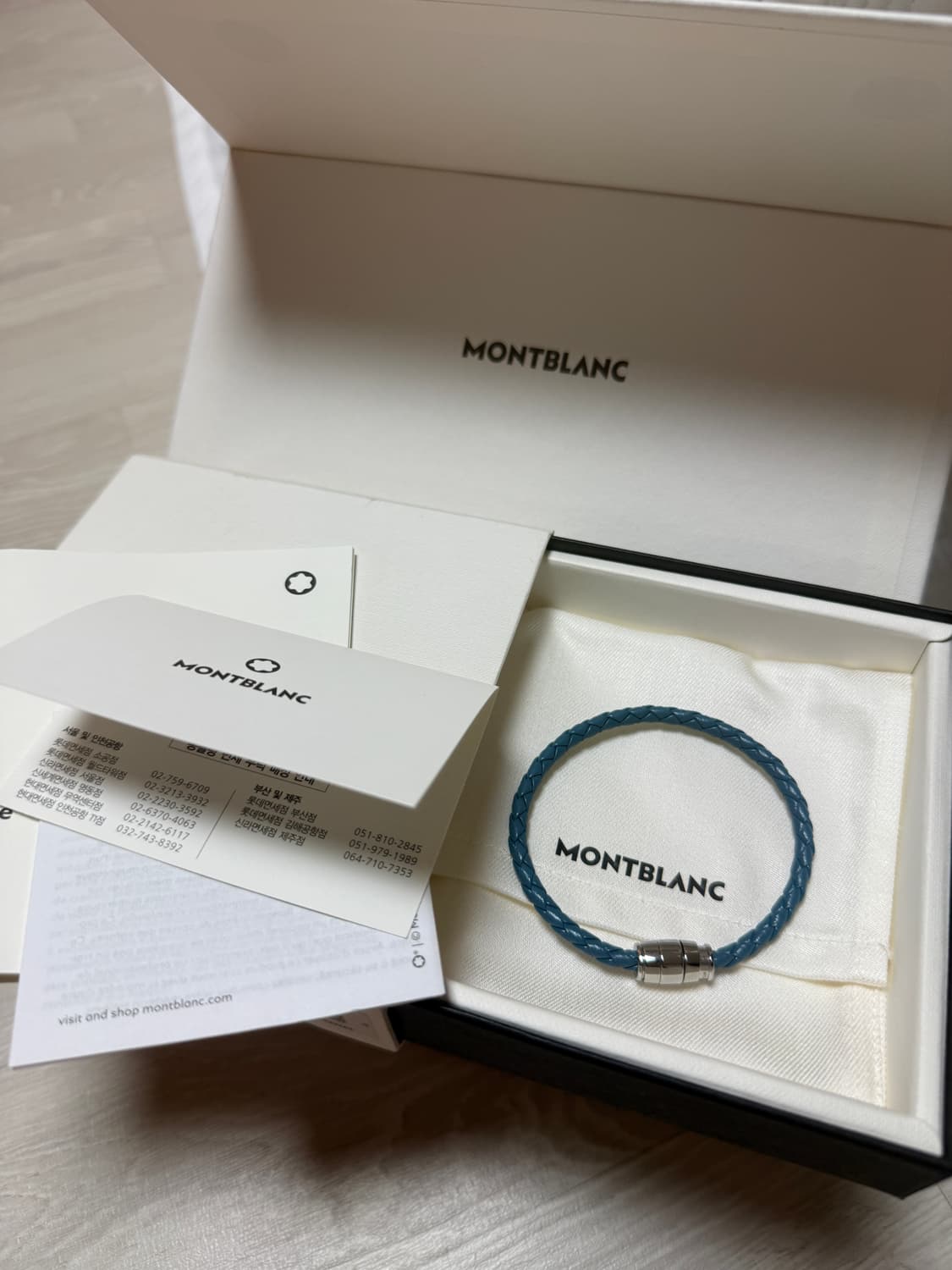 몽블랑 MONTBLANC  3링 레더 스틸 팔찌 스모키블루 상품이미지2