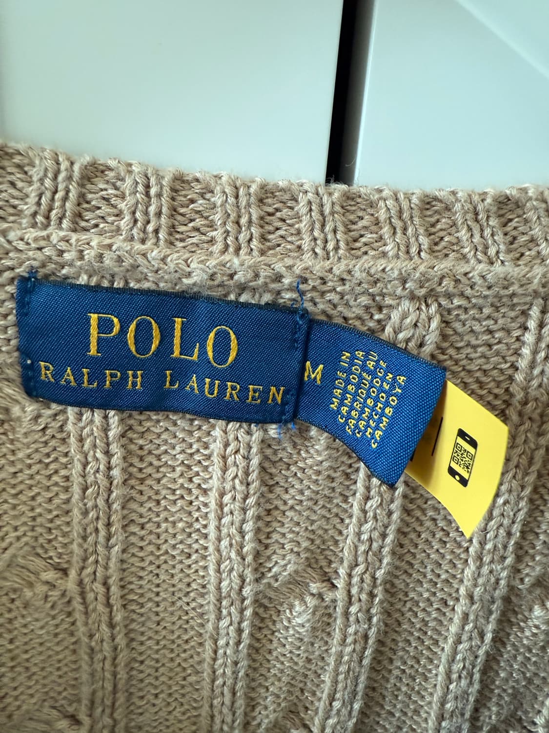 폴로 랄프로렌 케이블 브이넥 니트 M 베이지 상품이미지4