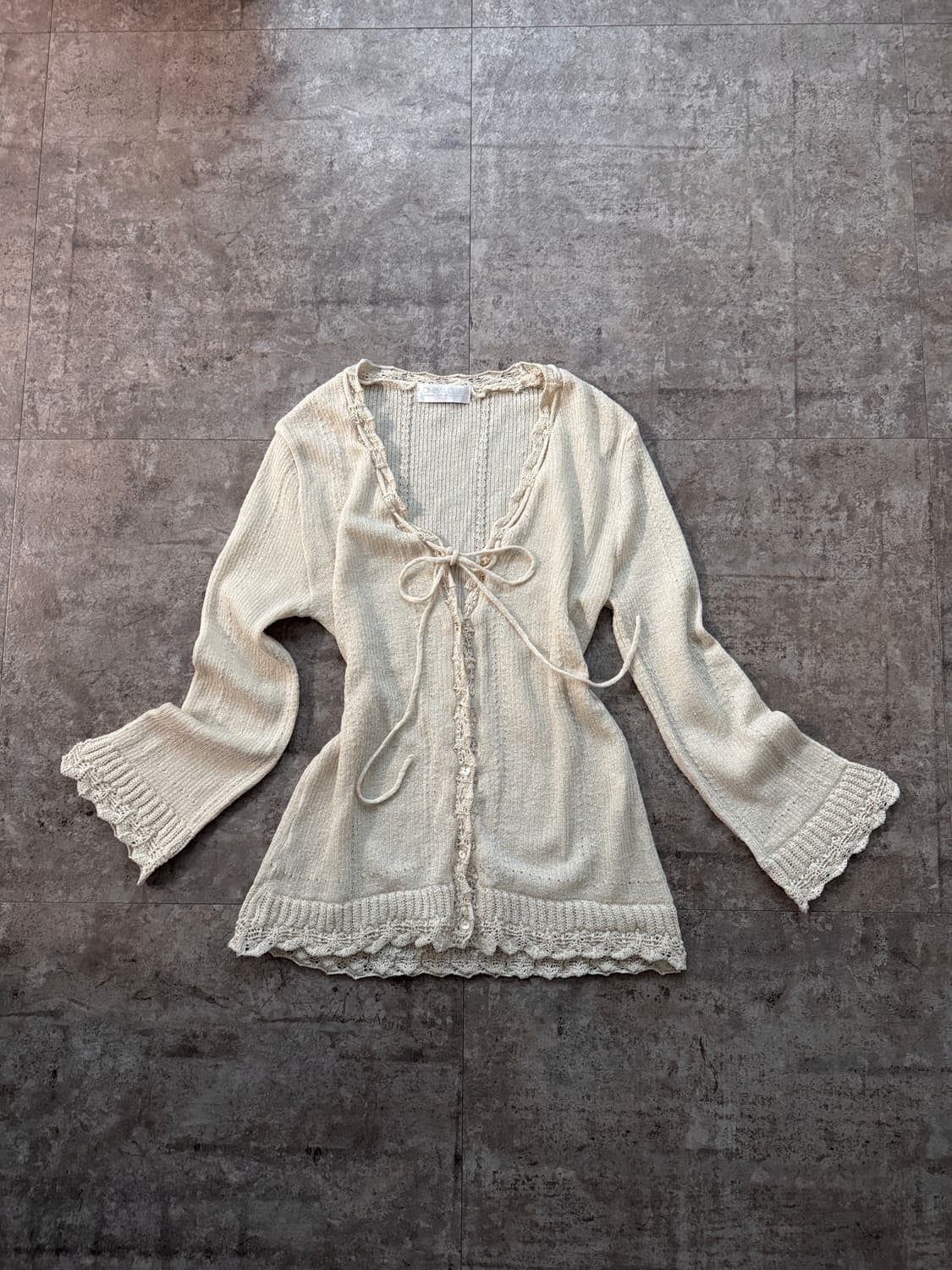 리본 타이 넥 레이스 가디건 상품이미지2