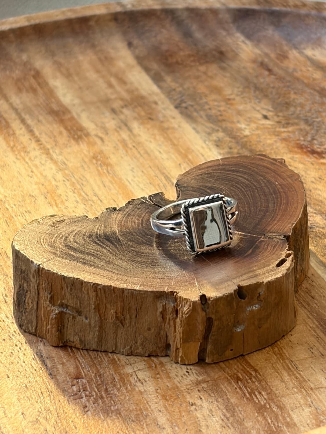 ✦ Silver 925 내추럴 스톤 스퀘어 링 상품이미지2