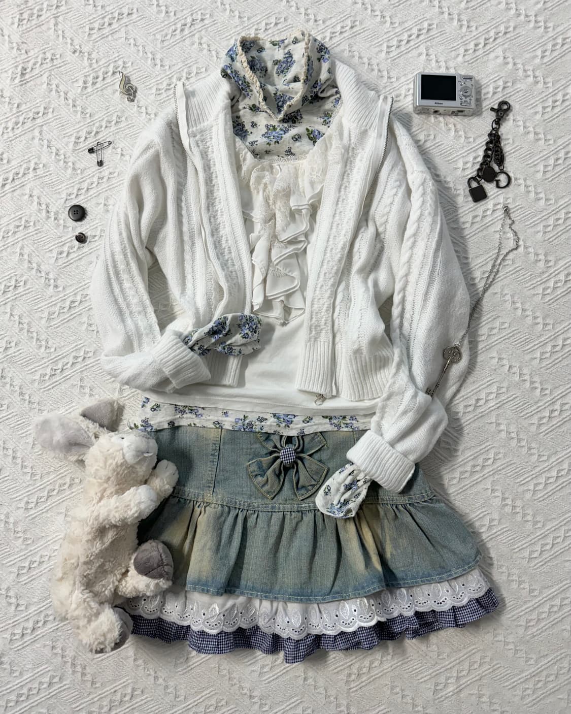 케이블 니트 하이넥 집업 상품이미지1