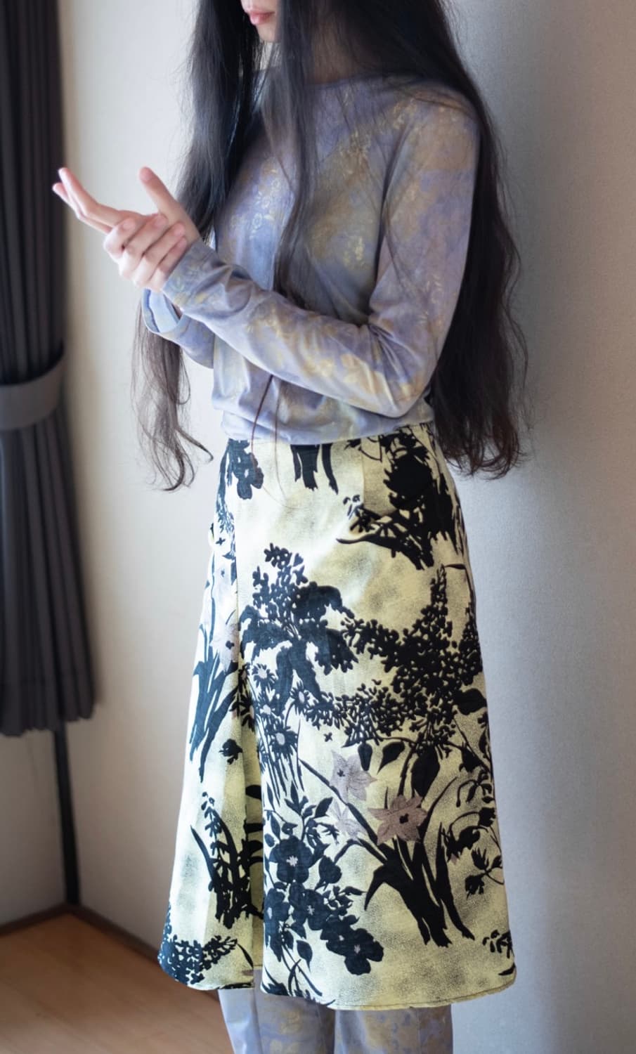 티크 ARC SILK PRINT SKIRT 상품이미지1