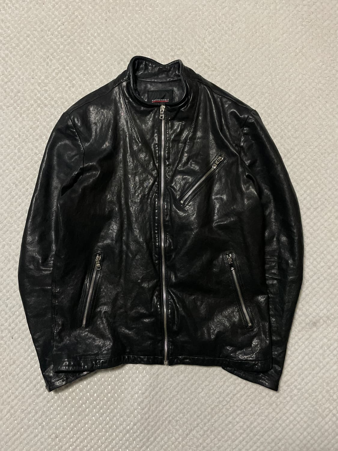 SIEG 웨스턴 무드 램스킨 양가죽 절개 레더 자켓 상품이미지1