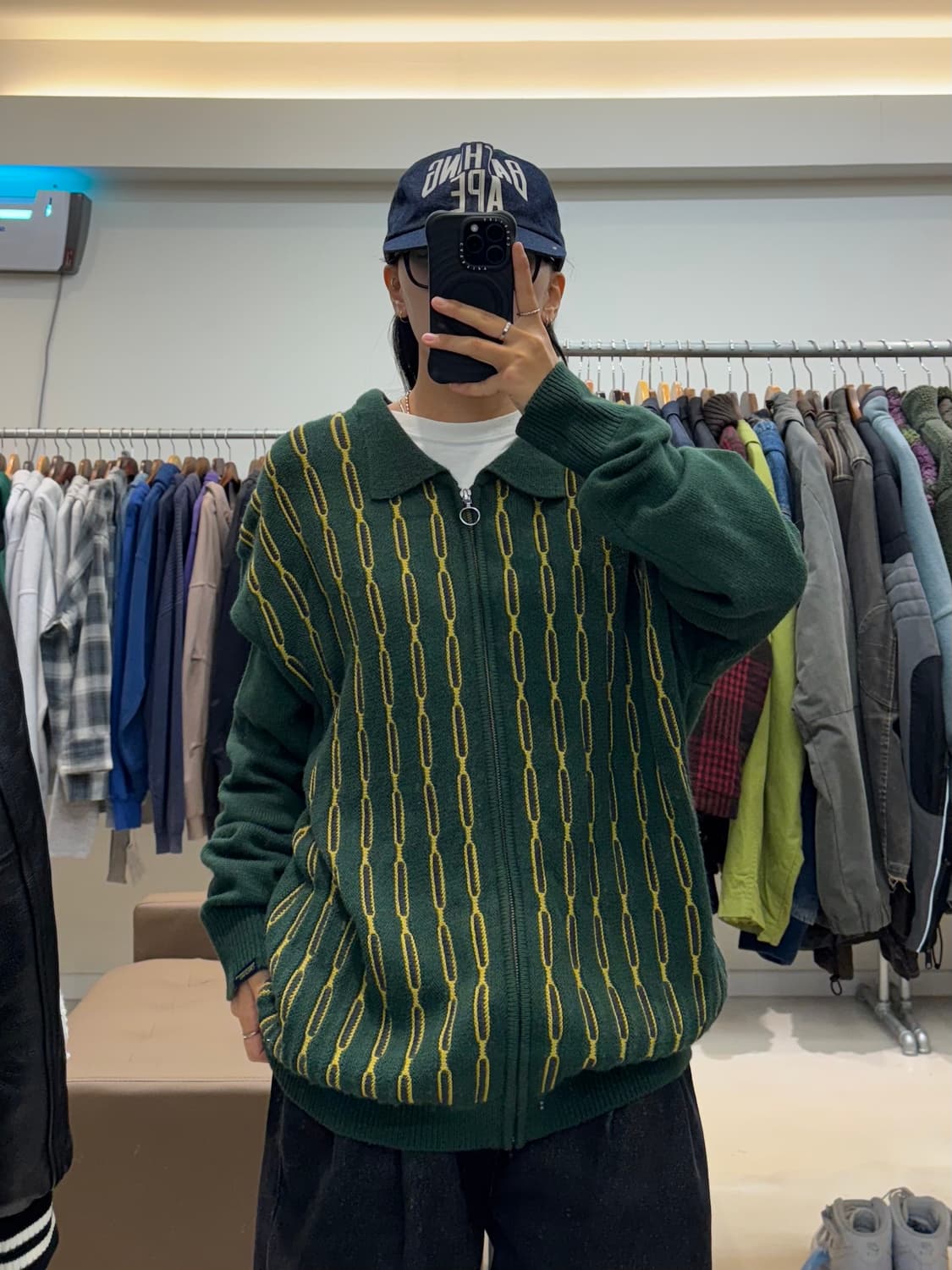 디스이즈네버댓 골드 체인 패턴 니트 집업 상품이미지8