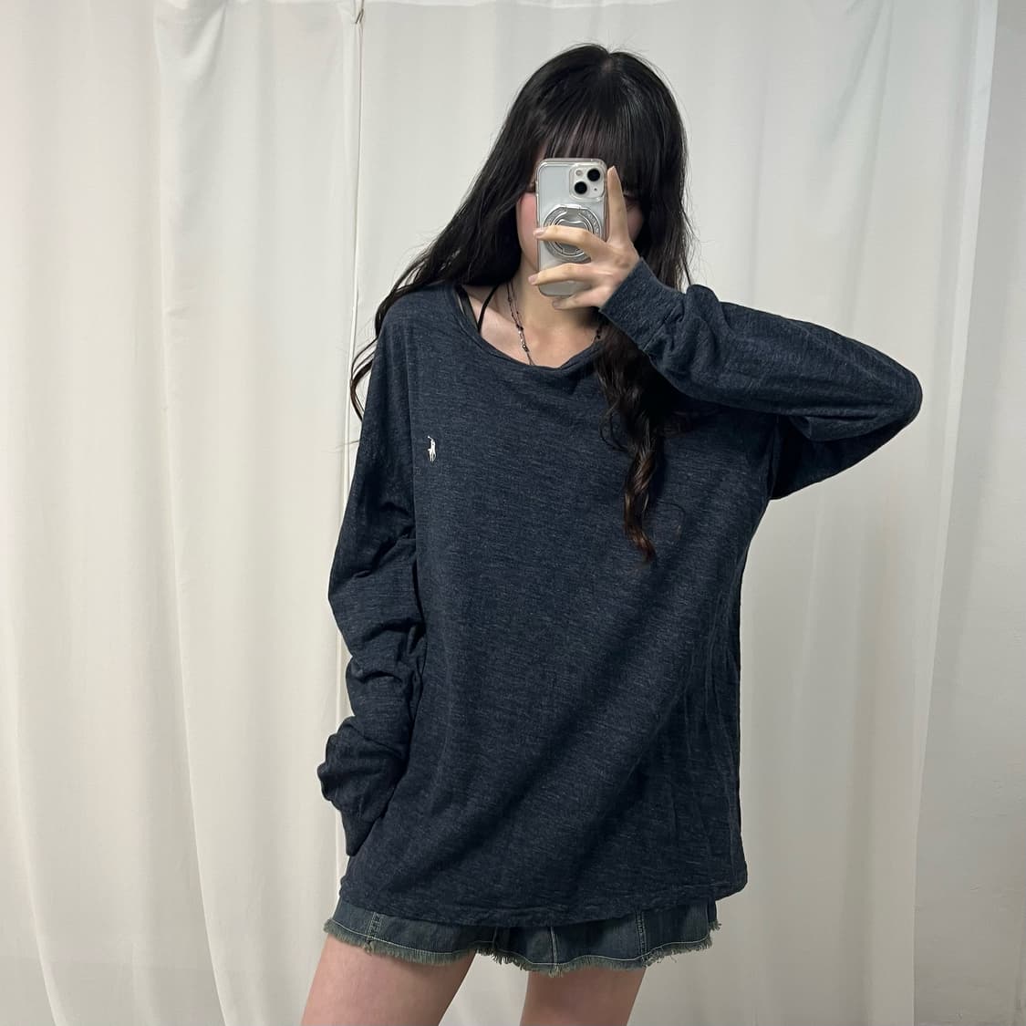 Polo charcoal long-sleeve 상품이미지1
