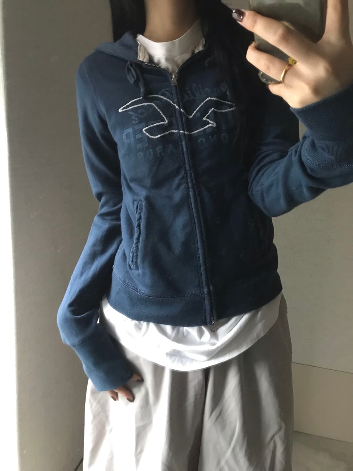 홀리스터 네이비 딱붙핏 후드집업 상품이미지2