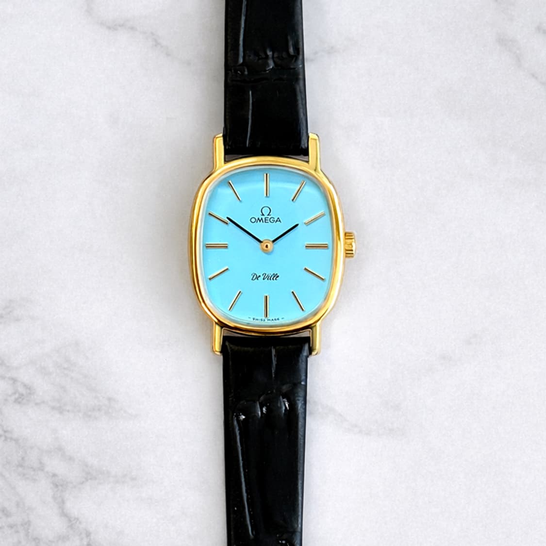 정품 오메가 수동 625 엘립스 드빌 터키블루 금장 여자 시계 상품이미지1