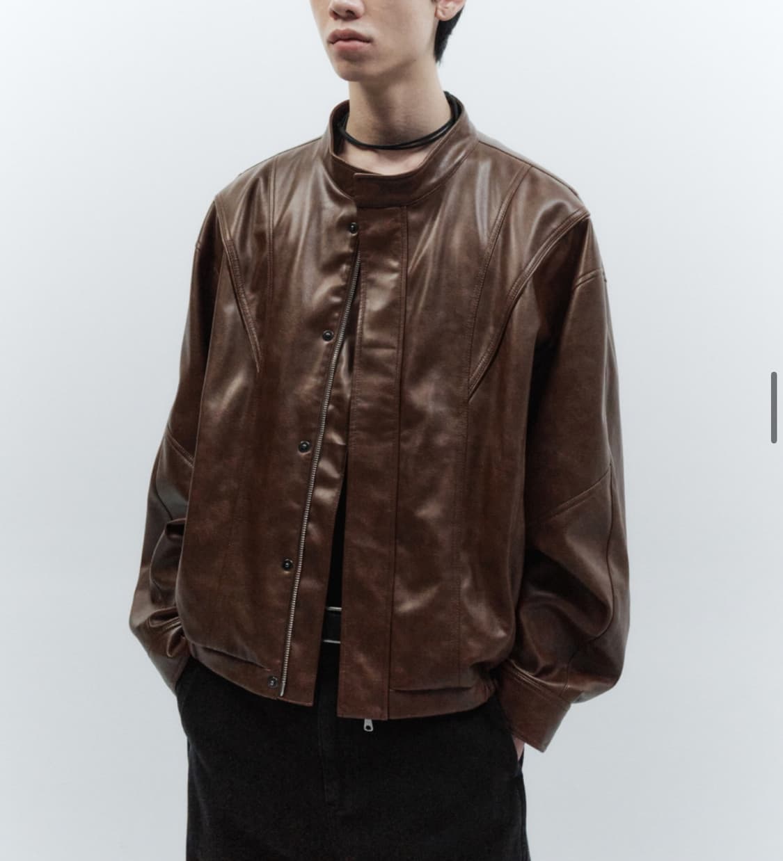 인사일런스 디바이드 포우 레더 점퍼 BROWN Free사이즈 상품이미지3