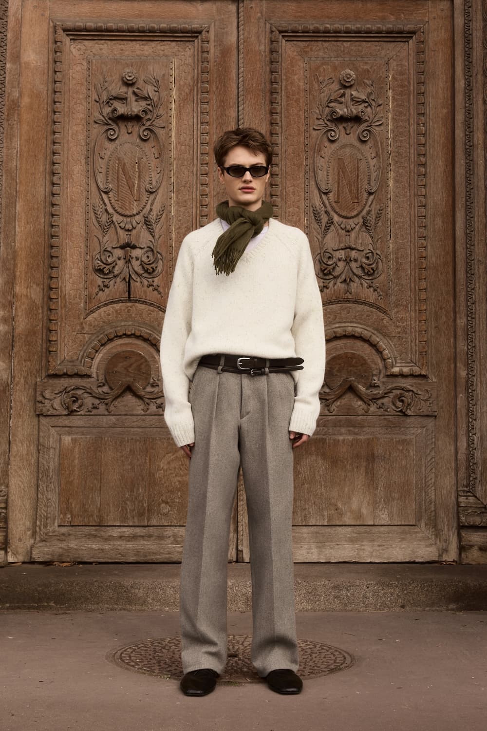 L stu 에스티유 크리즈 벨트 슬랙스 베이지 새제품 판매 상품이미지1