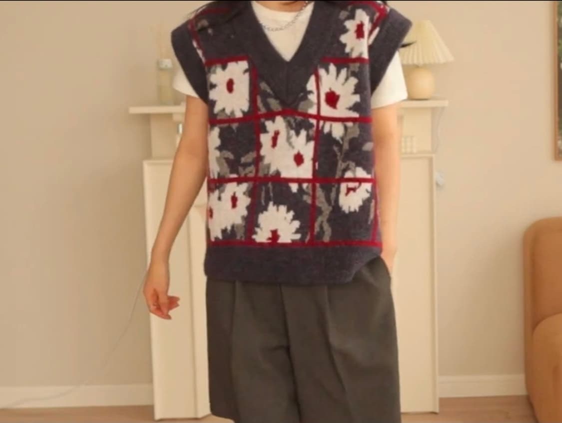 자라 ZARA 플라워 니트 베스트 S 스몰 55 패턴 조끼 정품 새상품 상품이미지4