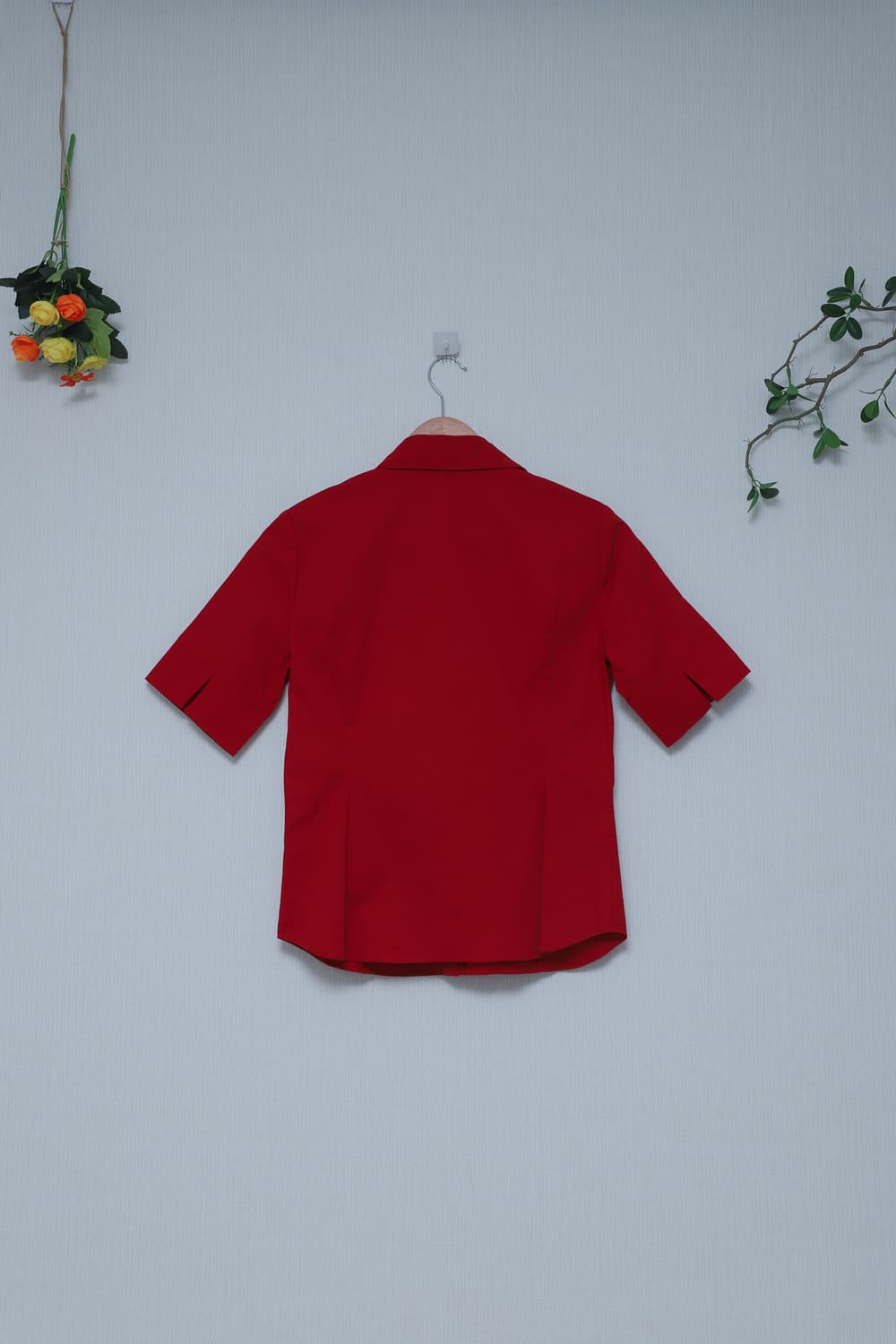 비비드 RED 하프 슬리브 셔츠 상품이미지2
