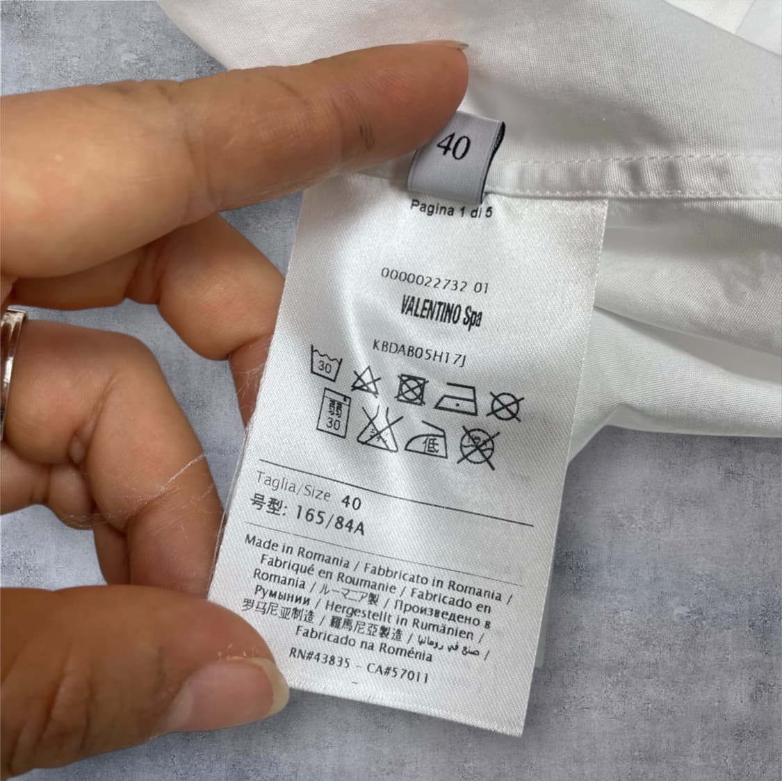 발렌티노 Valentino 화이트 히든버튼 카라 셔츠 40 상품이미지3