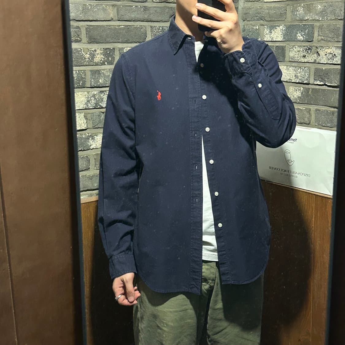 M) 폴로 랄프로렌 클래식핏 가먼트다이 옥스포드 셔츠 네이비 상품이미지9