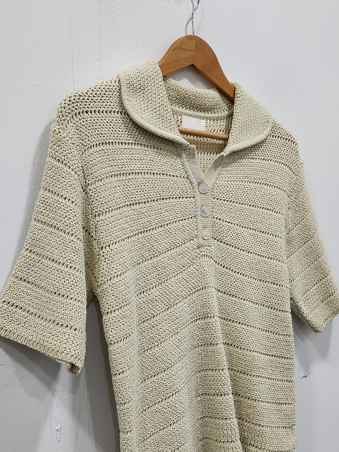 [F] 더샌드 the sand 반팔 카라 니트 연그린 상품이미지4