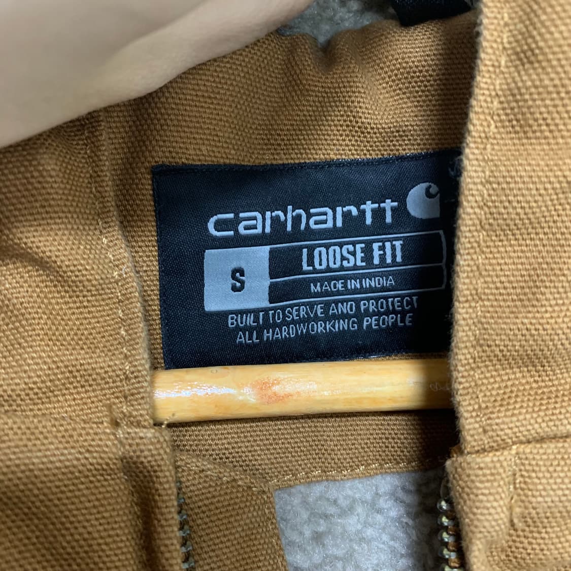 칼하트 빈티지 양털 후드 워크 자켓 카멜 브라운 루즈핏 남녀공용 S 상품이미지4