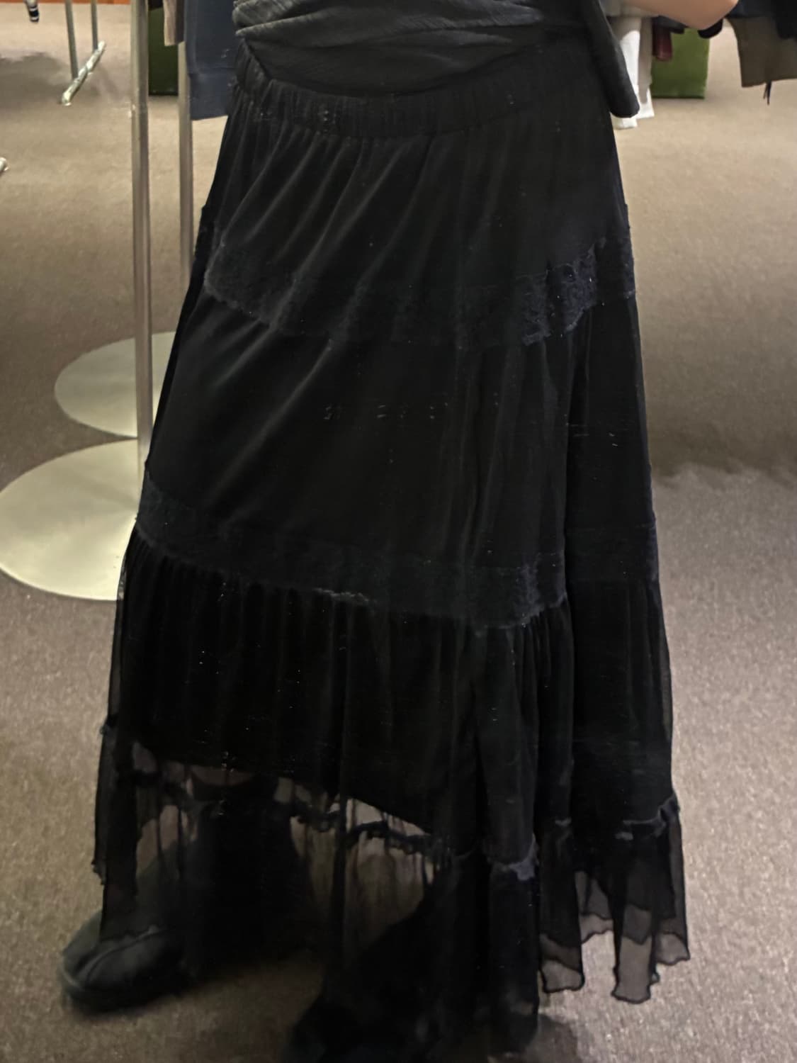 8~76)Japanese vintage 블랙 레이스 시스루 롱스커트(수선 상품이미지2