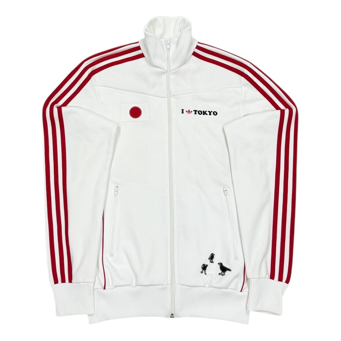 아디다스 빈티지 일본 도쿄 트랙탑 져지 자켓 화이트 레드 S 90 상품이미지1