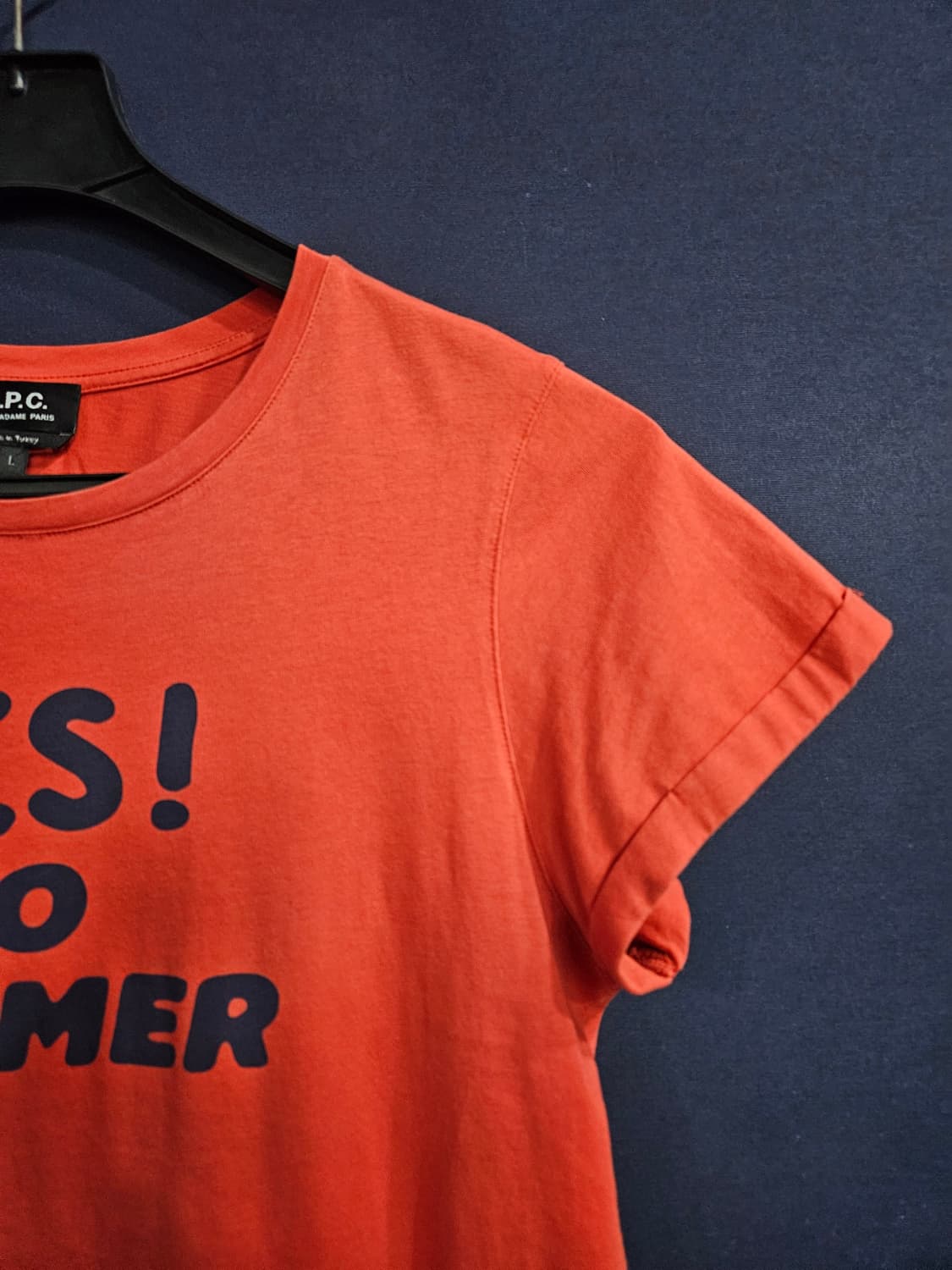 A.P.C 아페쎄 프린팅 다크레드 남성 슬림핏 100 크롭 반팔티  상품이미지4