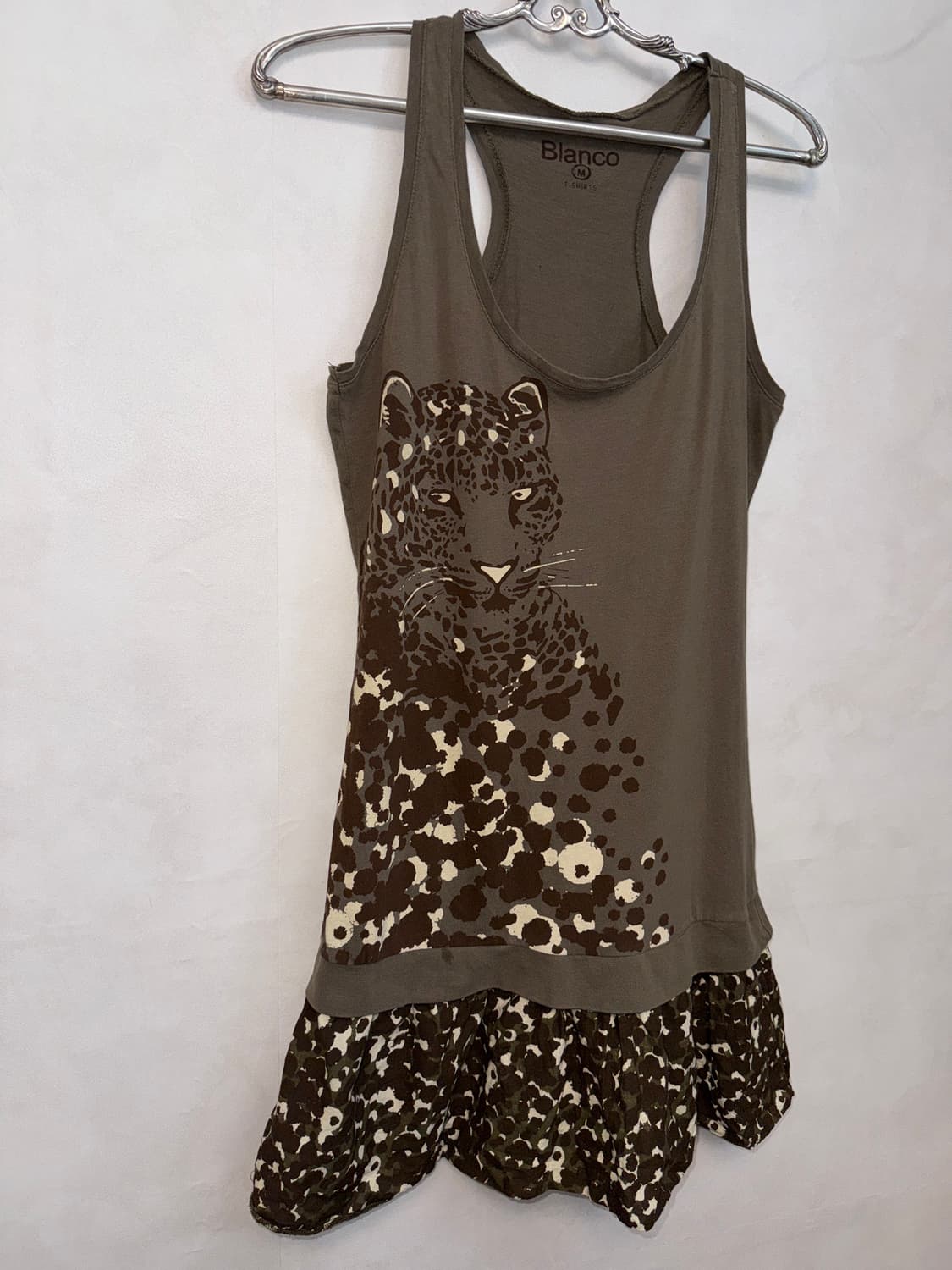 Khaki brown leopard layered midi ops 상품이미지2