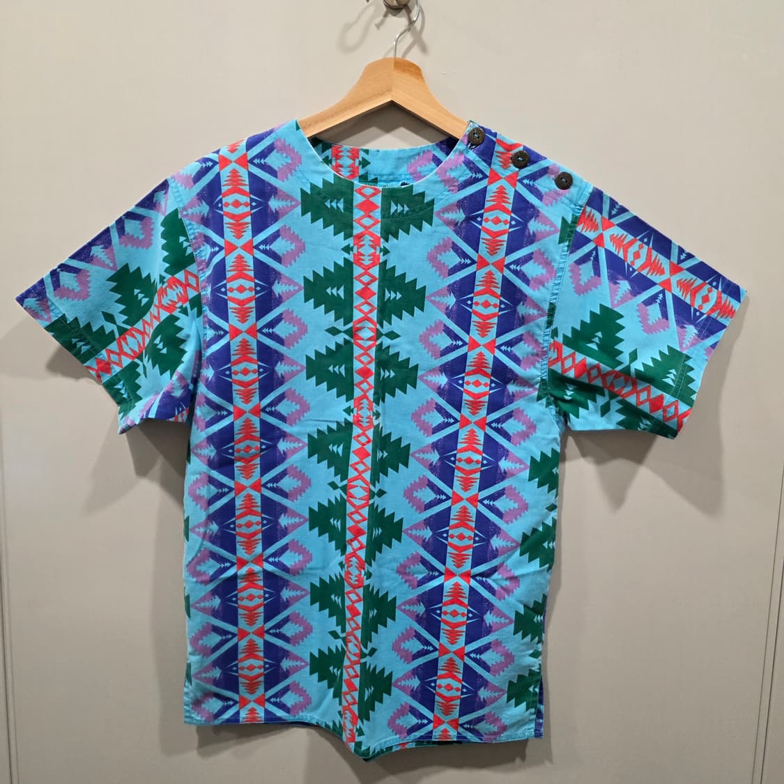 랭글러(Wrangler) 네이티브 패턴 빈티지 노카라 셔츠 상품이미지1