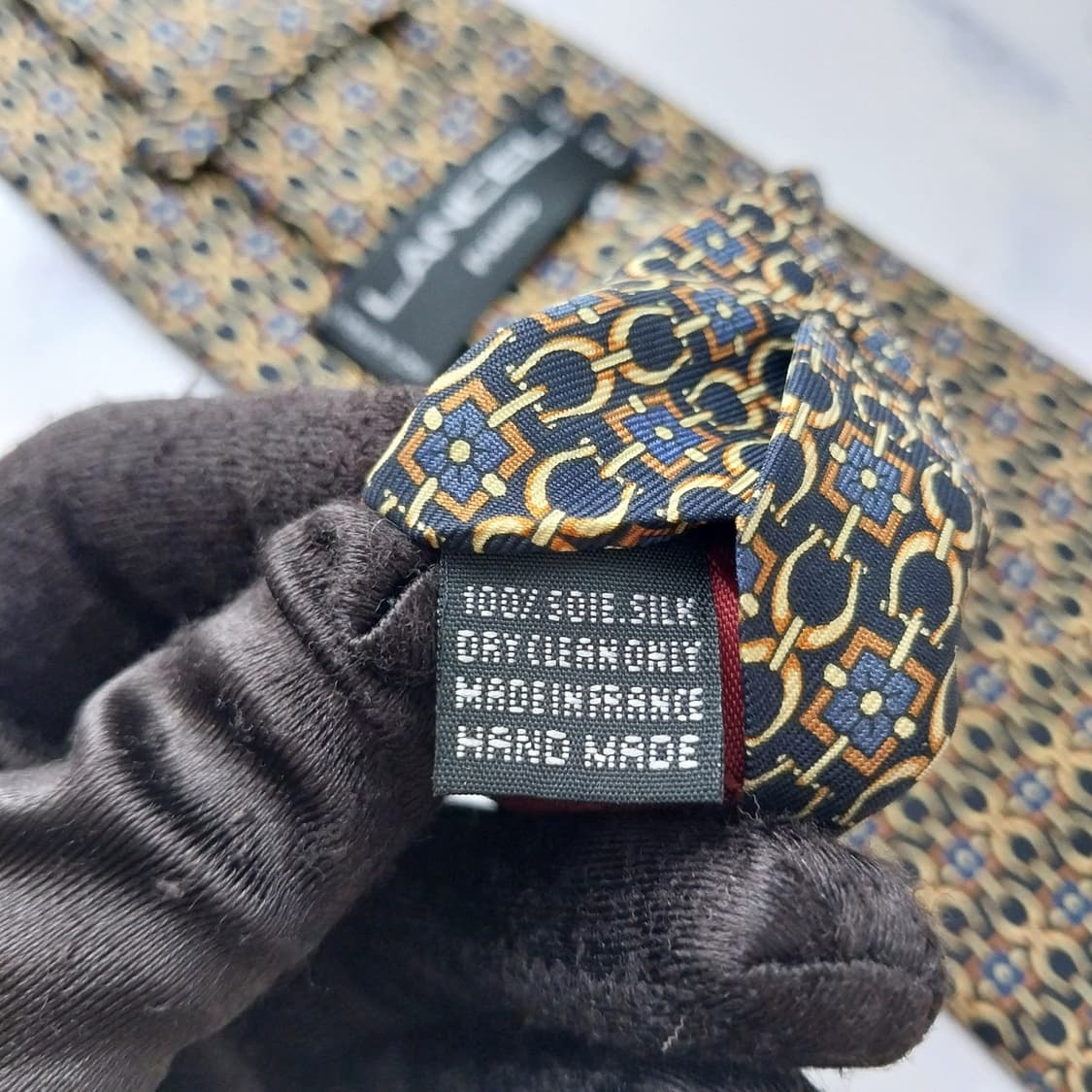 란셀 실크 블랙 패턴 넥타이 9.4cm A+등급 K2182 상품이미지10