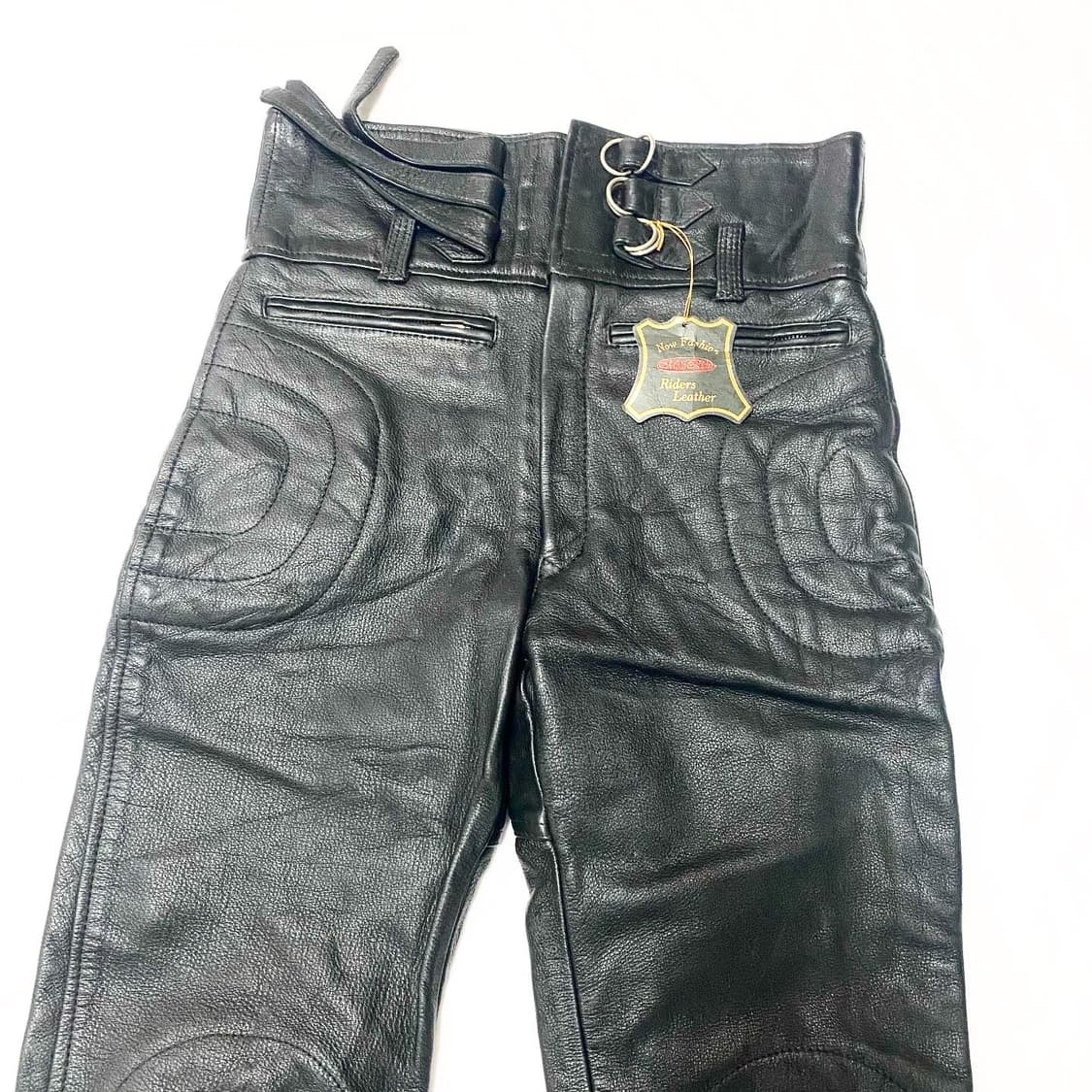 MOTO RICH - 소가죽 레더 바이커 팬츠 상품이미지2