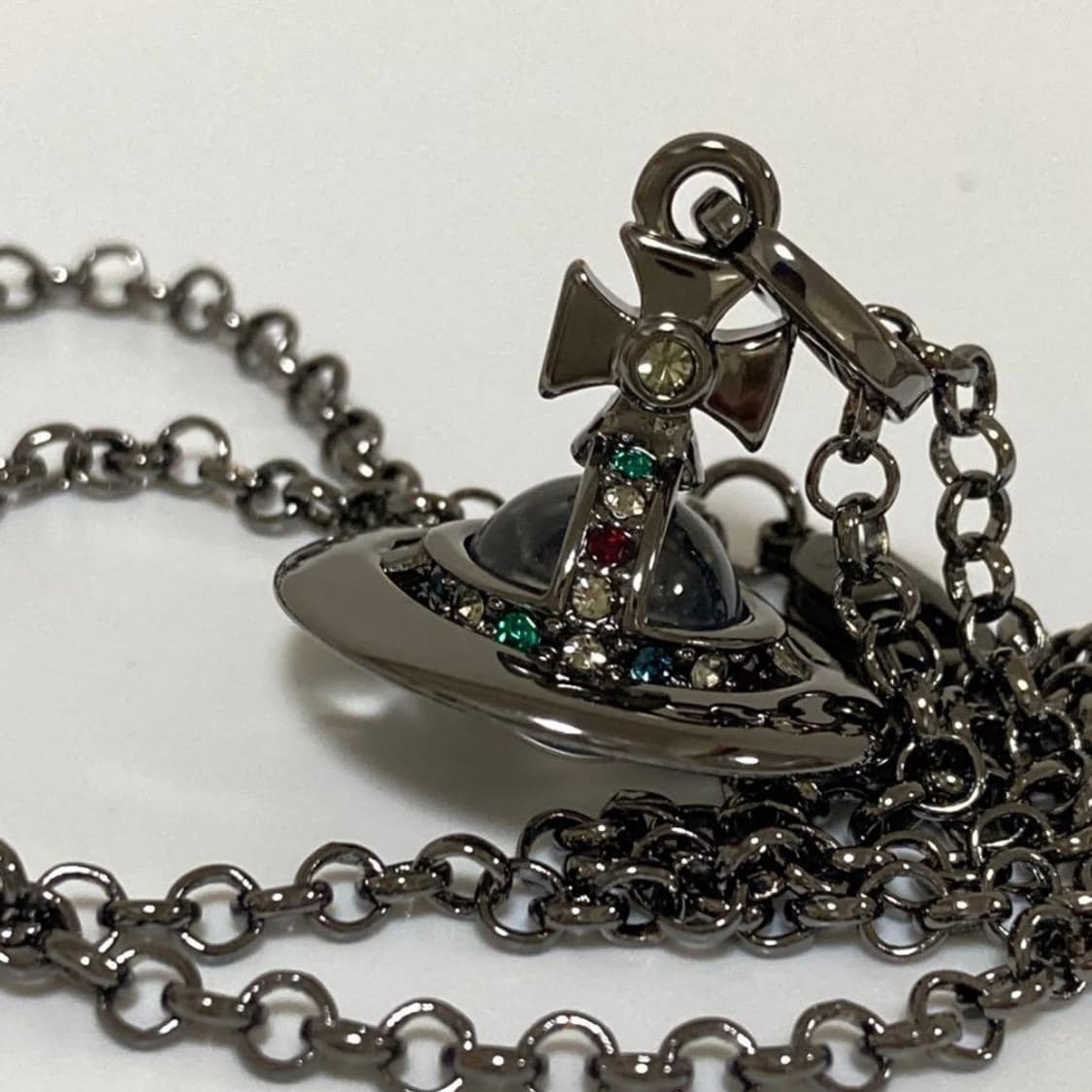 비비안 웨스트우드 실버 크리스탈 3d orb펜던트 체인 목걸이(새상품) 상품이미지1