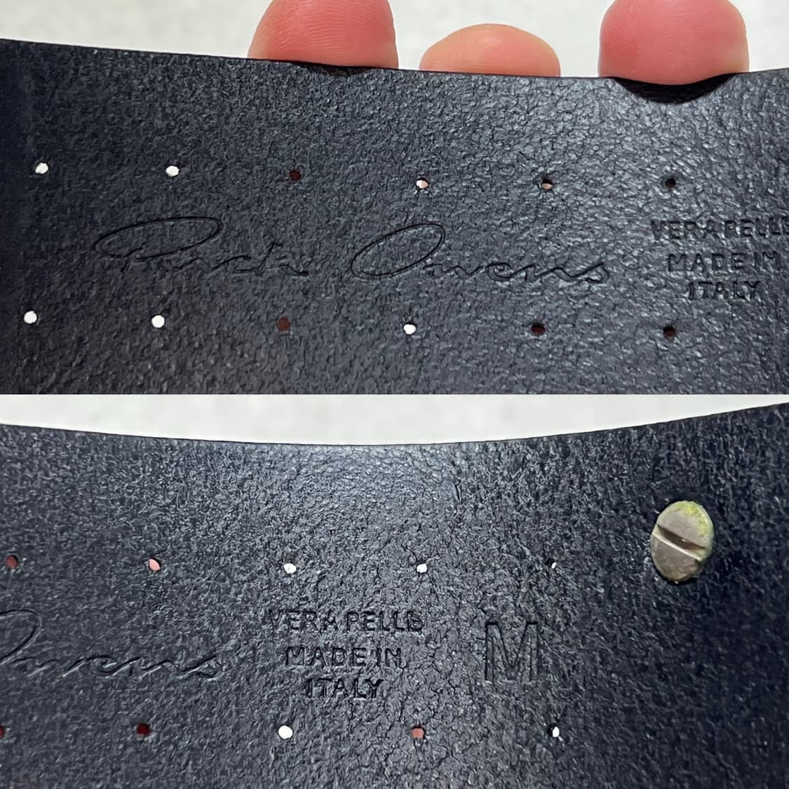 릭오웬스 14FW "MOODY" 레더 커프 스터드 팔찌 블랙 상품이미지8