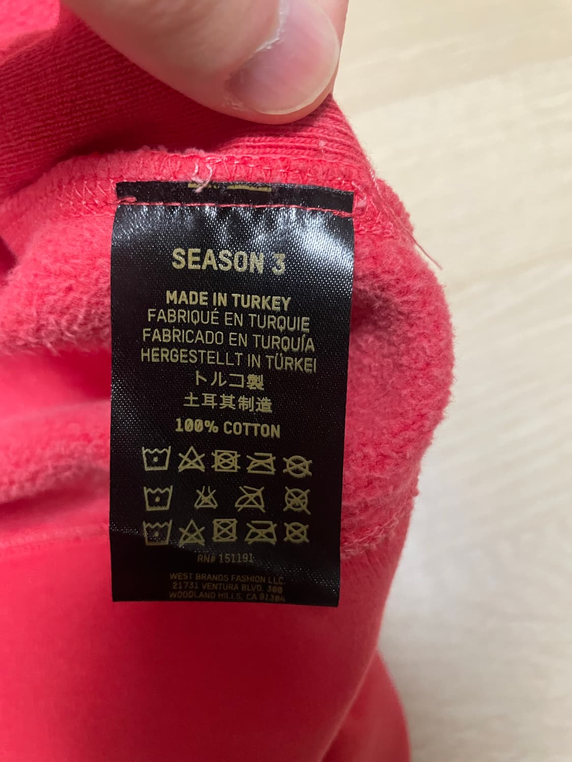 이지시즌3 후드 레드 XS 팝니다 상품이미지3