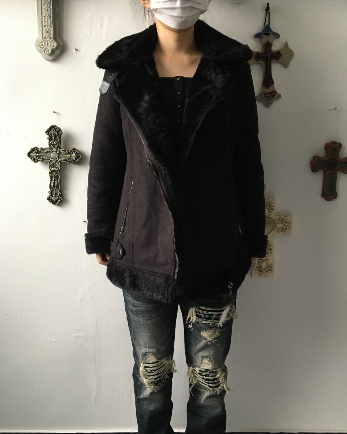 Fake fur layered belted mustang 상품이미지6