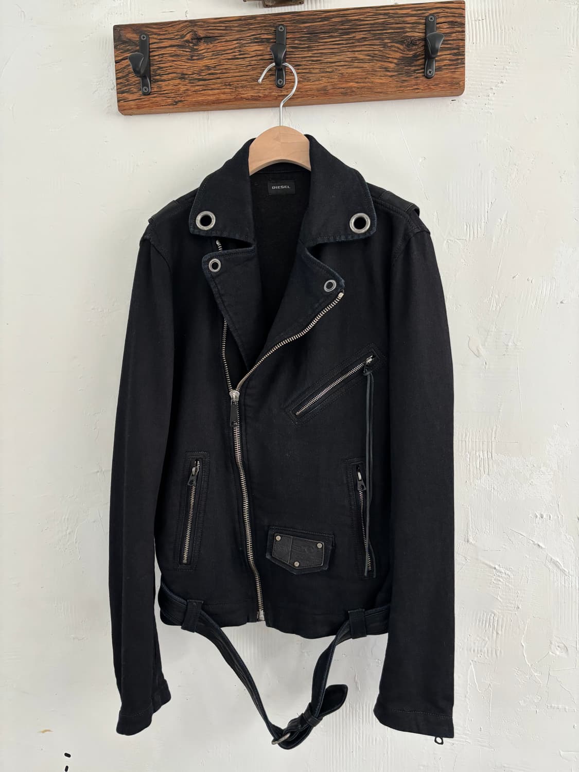 Diesel 디젤 블랙 코튼 라이더 자켓 상품이미지5
