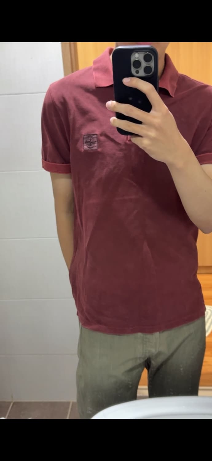 스톤아일랜드 반팔 카라티 버건디 L 슬림 상품이미지1