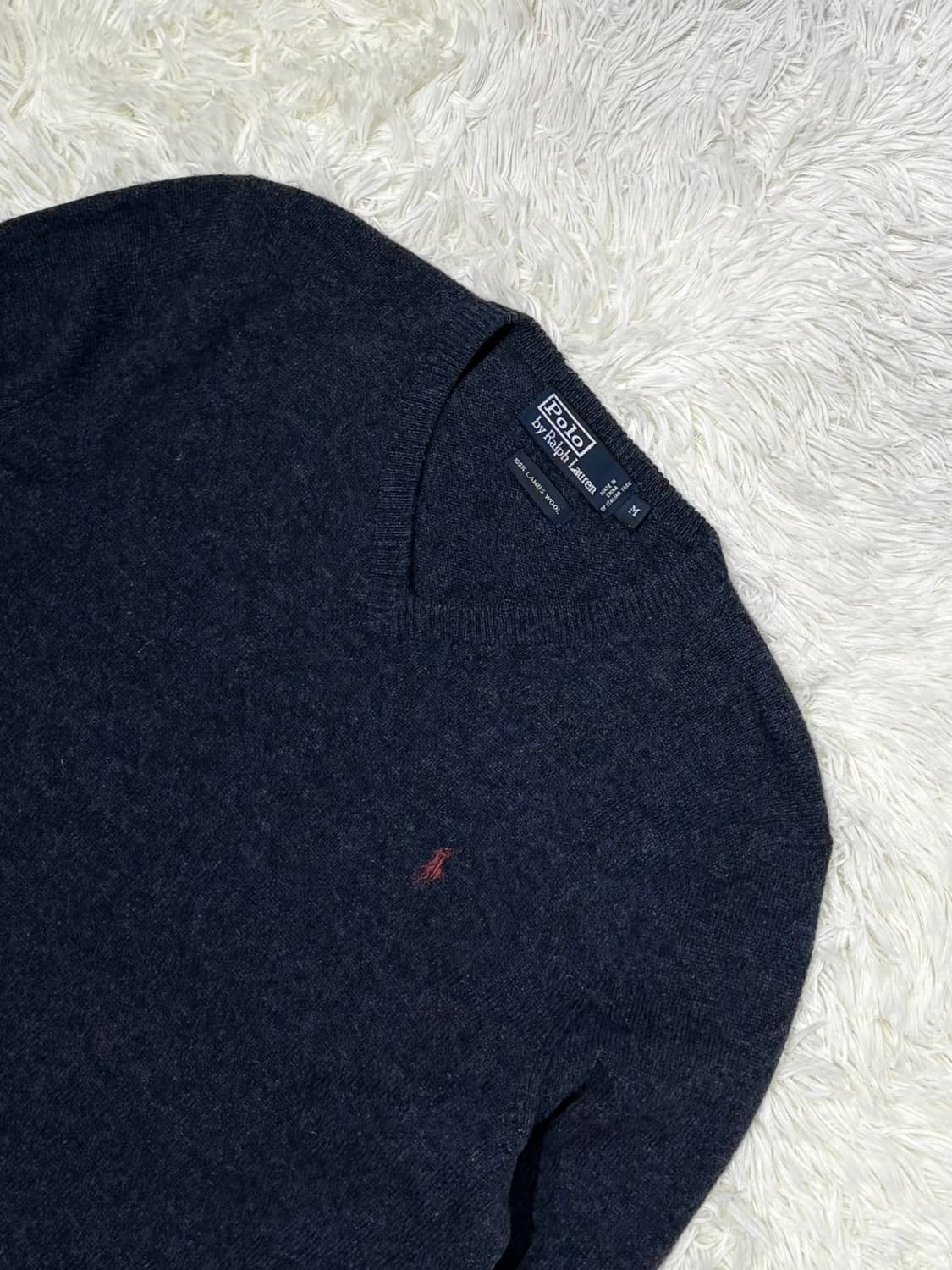 폴로랄프로렌 버건디포니 차콜 울 브이넥 니트 상품이미지4