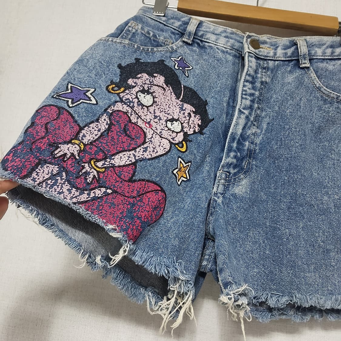 베티붑 Betty Boop 90년대 데님 숏팬츠 청반바지 Y2K 빈티지 상품이미지4