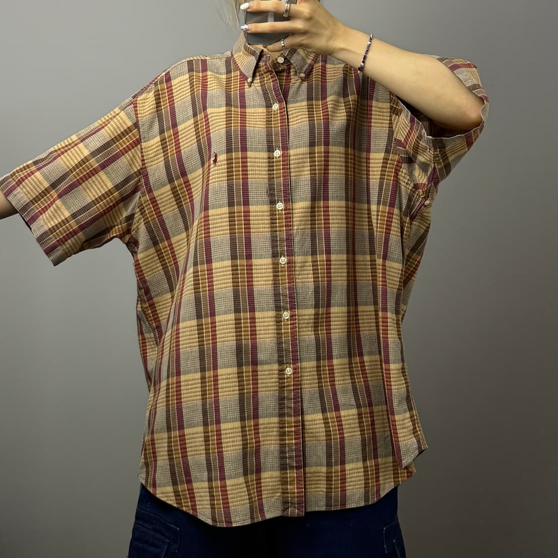 폴로랄프로렌 00s 체크패턴 하프 반팔셔츠 상품이미지2