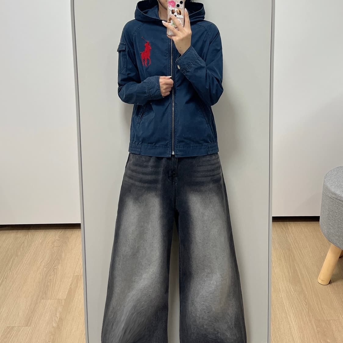 폴로 랄프로렌 빅포니 네이비 후드 바람막이 자켓 상품이미지1