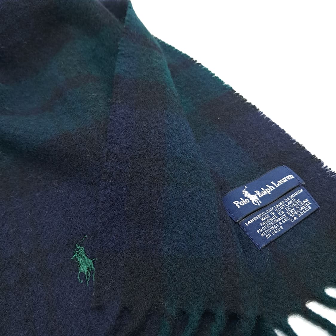 MX324 폴로 랄프로렌 클래식 블랙워치 타탄체크 램스울 목도리 머플러 상품이미지5