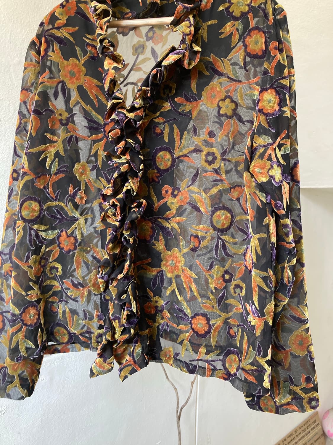 빈티지 플라워 벨벳 블라우스 상품이미지3