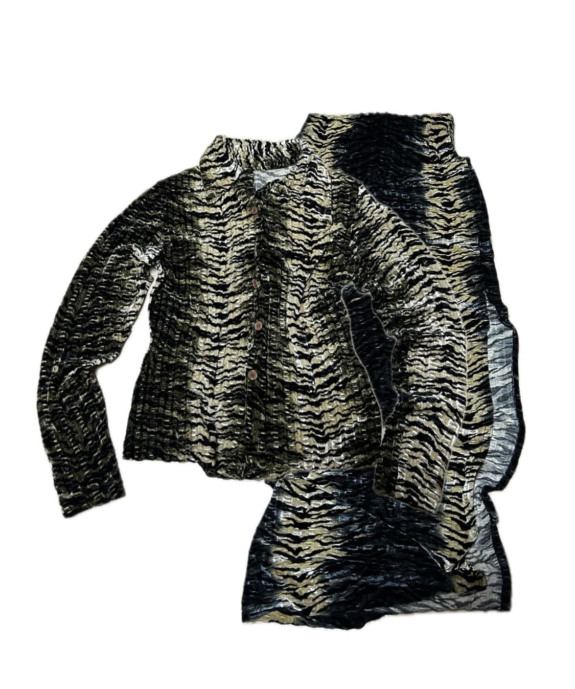 빈티지 지브라 벨벳 셔츠 & 맥시 롱스커트 셋업 상품이미지1