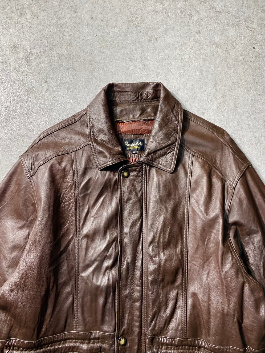 [XL] 90s Vintage 빈티지 브라운 양가죽 레더 코트 상품이미지2