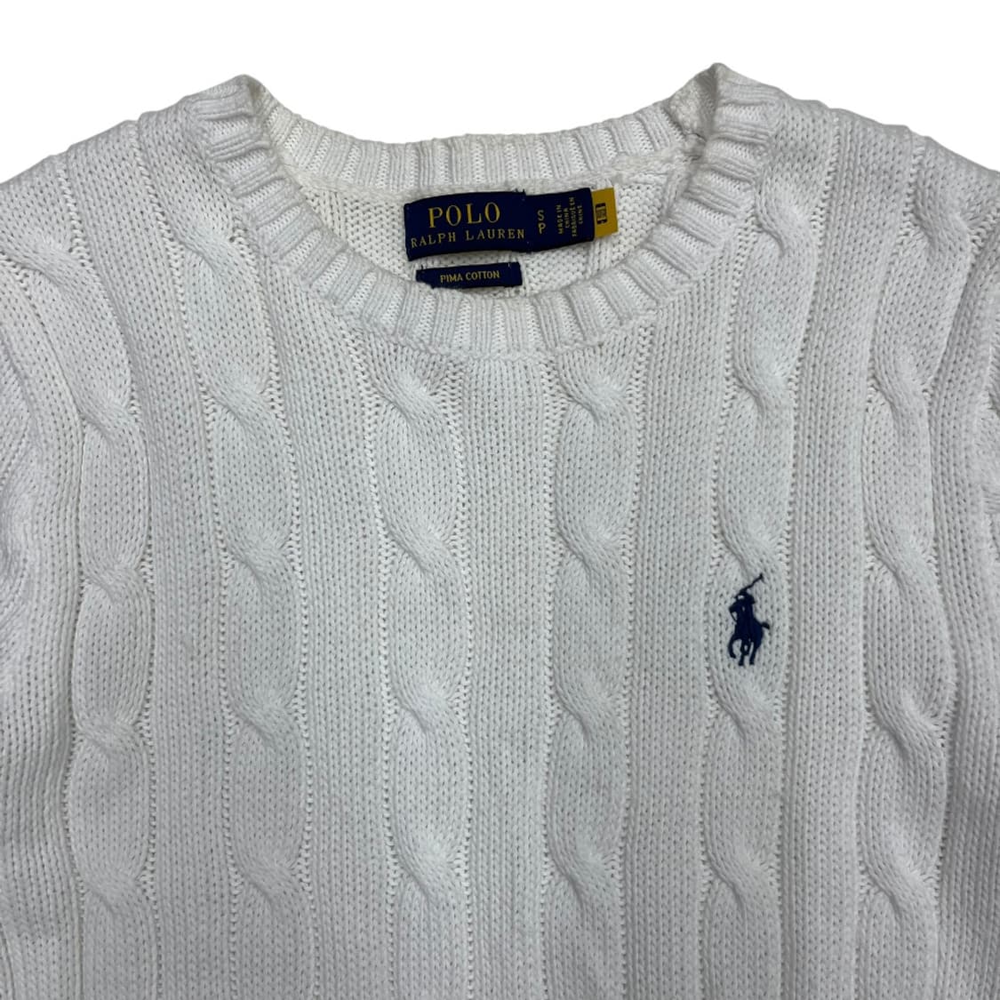 폴로 랄프로렌 네이비포니 화이트 꽈배기 반팔 니트 S 상품이미지4